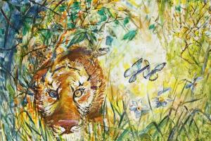 картина тигр бабочки джунгли  философия 