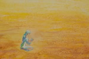 картина пустыня девушка мать Дева Мария