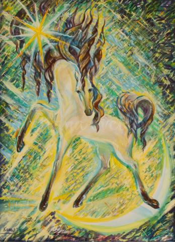 картина конь лошадь акварель звезда 
